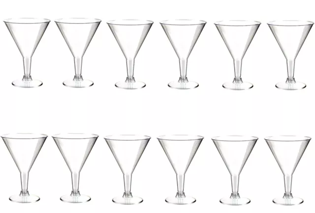 12 x Plastic Martini Glasses Clear Cocktail Drinking Party Glass 200ml 20cl