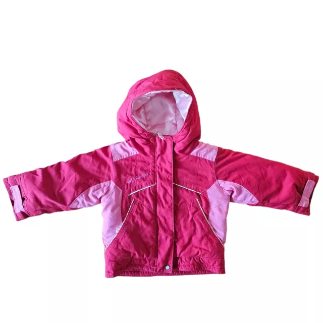 COLUMBIA pink warm puffer jacket coat kid toddler girl's size 2 T floral kids