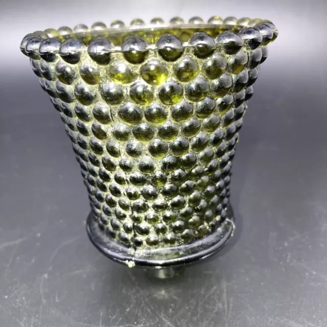 Vintage 1 Green Hobnail Glass Peg Votive Cup Candle Holder