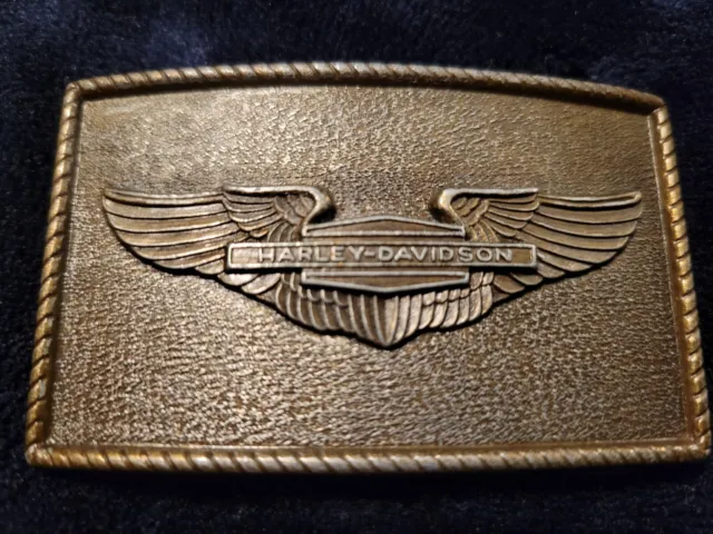 Harley Davidson Brass Belt Buckle  3"L X 2"W  Pre-owned