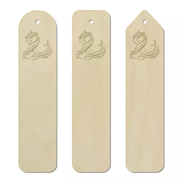 3 x 'Sitting Unicorn' Birch Bookmarks (BK00023034)