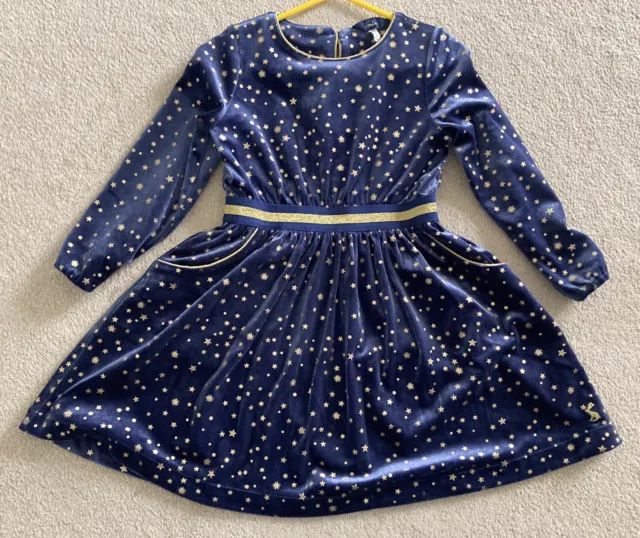 girls joules navy blue velvet stars twirl party dress age 4