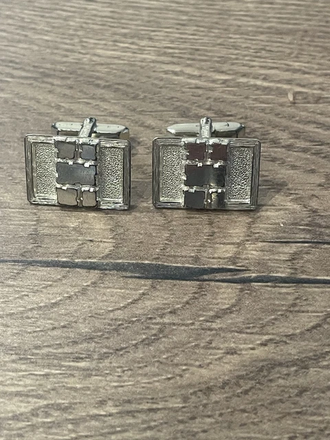 Ancienne Paire De Boutons De Manchette En Argent - Bijou Vintage Pour Homme - Sans Marque - Occasion