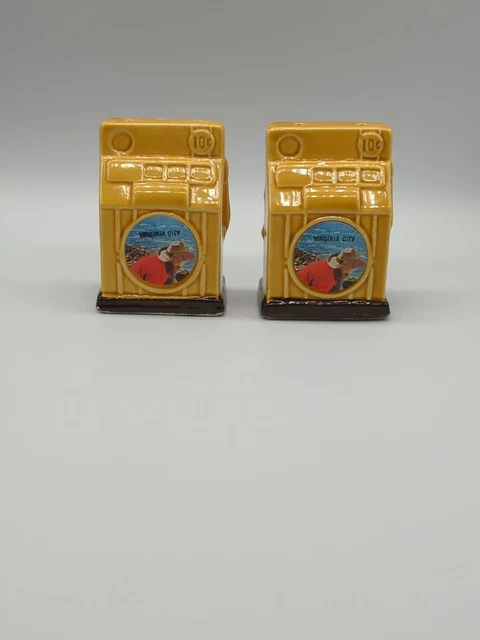 Vintage Virginia City Slot Machine Gold Miner Salt And Pepper Shakers