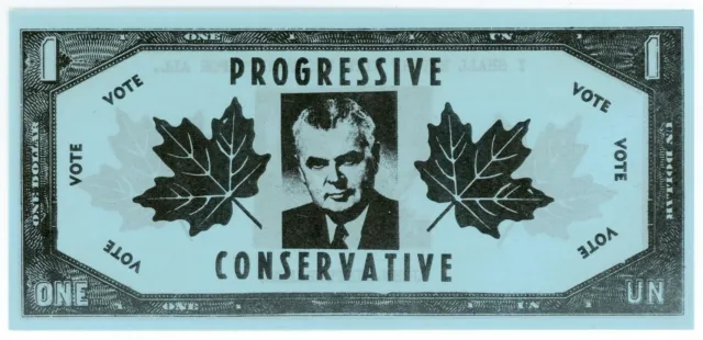 Progressive Conservative Political Note John Diefenbaker Dollar c1960s #14481