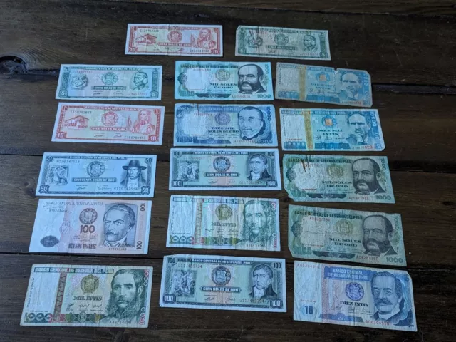 Perù Lot of 17 Banknotes. Notes Various Grades And Dates.
