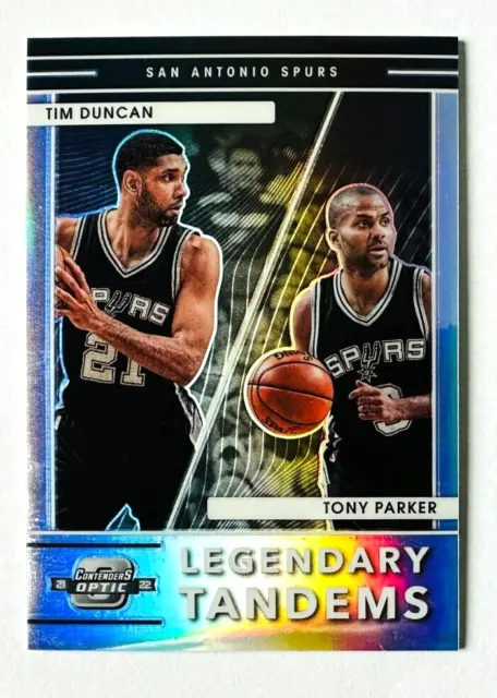 2021-22 Contenders Optic Spurs Legendary Tandems Tim Duncan, Tony Parker Prizm!