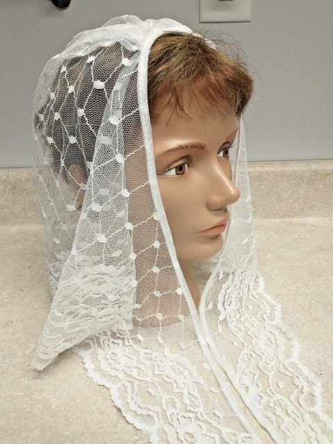 Vintage White Lace Head Scarf Wedding Church Veil Covering