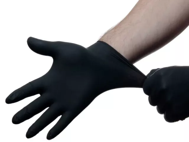 100 Nitril Einweg Handschuhe - Schwarz - Puderfrei Latexfrei - Einmalhandschuhe