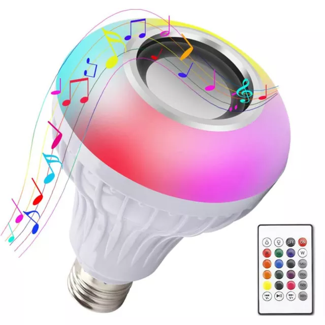 12W E27 Smart Bluetooth Speaker Music Bulb Lights RGB Color Wireless Remote Lamp