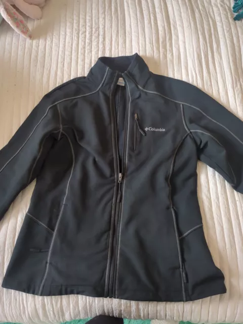 Columbia Womens Softshell Jacket  Large Black Full Zip Long Sleeve Zip Pockets