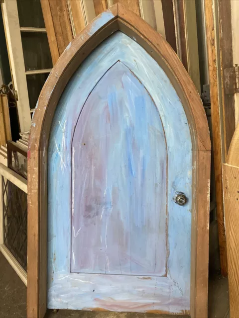 Spanish tudor arced door in frame attic door staircase door Playhouse door 59x32
