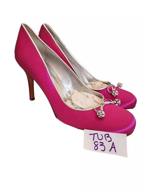 Kate Spade New York Fuchsia Heels With Silver Bow Size 8.5