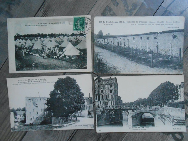 Militaria     :   Lot De 4 Belles Cartes Postales Anciennes.