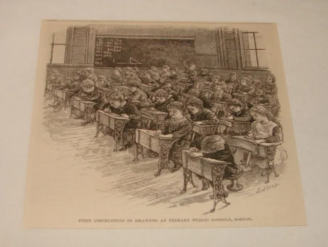 1879 Rivista Incisione ~ Primo Istruzioni IN Disegno, Boston