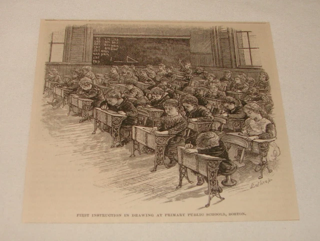 1879 Rivista Incisione ~ Primo Istruzioni IN Disegno, Boston