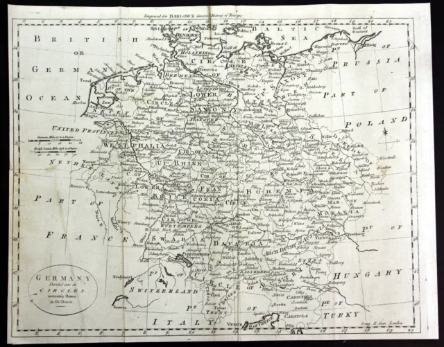 ca. 1790 Deutschland Bundesländer Bayern Bremen Sachsen Karte map Kupferstich