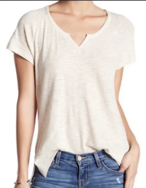 Madewell Choral Split-Neck Tee in Highsmith Stripe-Size XS