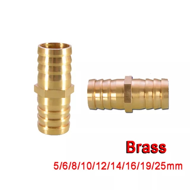 Brass Straight Hose Joiner Barbed Connector Air Fuel Water Pipe Tubing 5mm-25mm