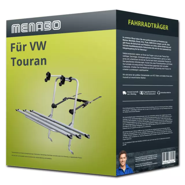 Menabo Fahrradträger Logic 3 für VW Touran Typ 1T1/1T2/1T3 - 3 Fahrräder NEU