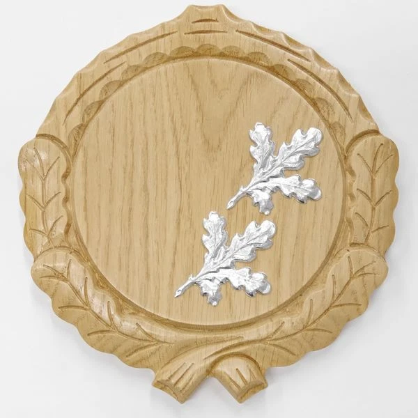 Placa de Jabalí Tallado Roble Claro Af 14 CM Con 2 Pieza Aluminio Hoja de Roble