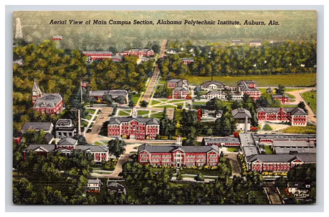 Postcard: AL Aerial View, Polytechnic Institute, Auburn, Alabama - Unposted