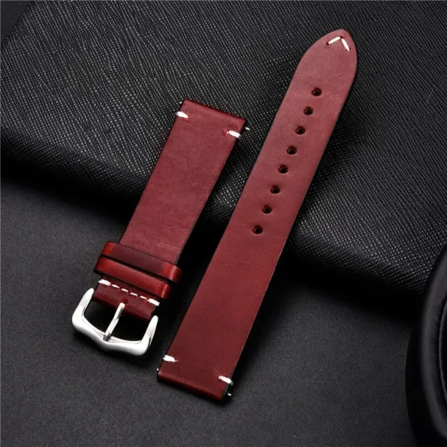 Genuine Leather Strap Oil Wax Retro Style Cowhide Watchband 18 20 22 24mm