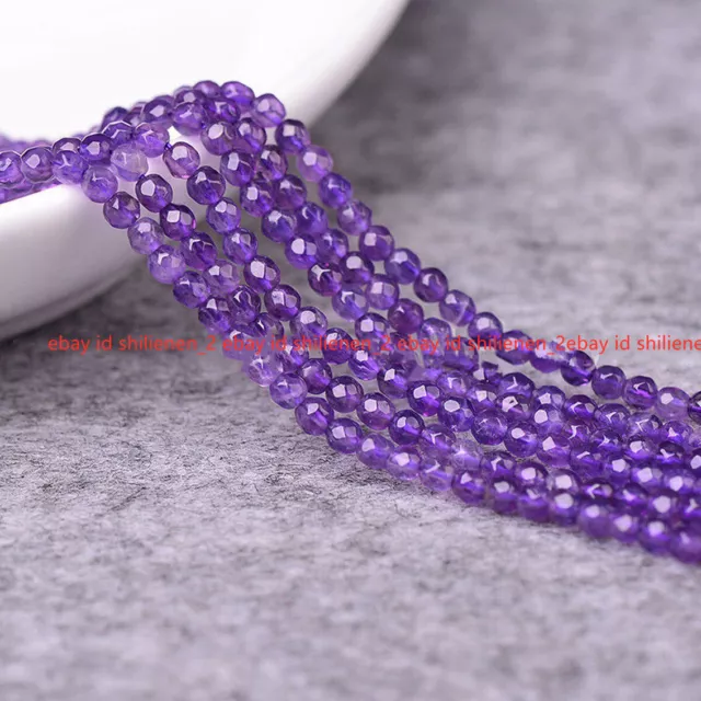 Charmant 4mm Facettiert Lila Amethyst Edelstein Rund Lose Perlen 15''