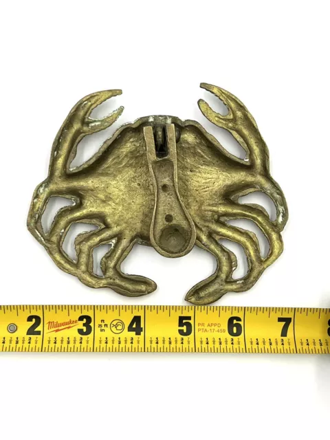 Antique Brass Crab Door Knocker Beach House Decor Ornate Hardware Heavy RARE Vtg 3