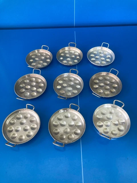 lot de 9 plats poêlon à escargots 12 trous en Métal Aluminium assiette ancien