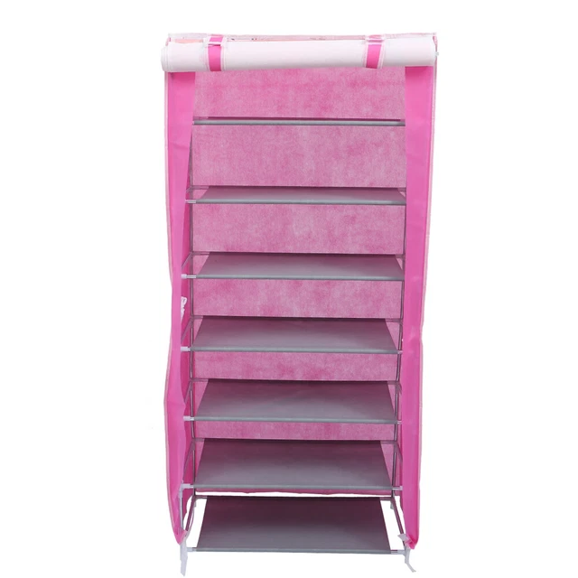 Gabinete de almacenamiento de zapatos no tejido apilable rosa