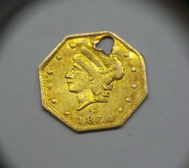 1870-G California Gold 1/4 Fractional Dollar Coin 18k Gold  .249 Grams - B618