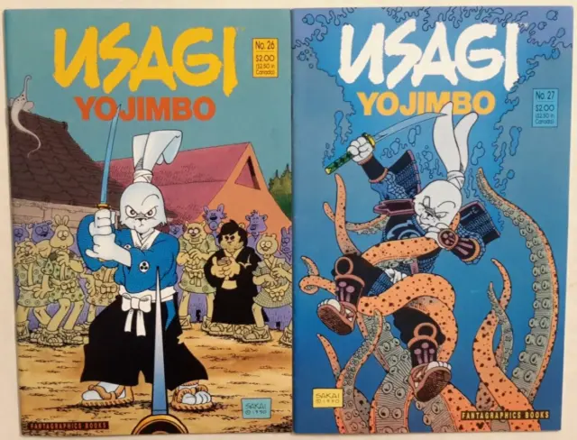 🔥Usagi Yojimbo #26-27 Lot*(Fantagraphics Books 1990)*Stan Sakai*Ninja Turtles*