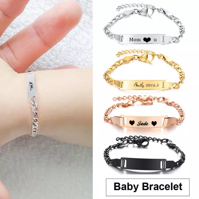 VNOX Baby Babi Bracelets Customize Name ID Bar Personalized Boys Girls Gift