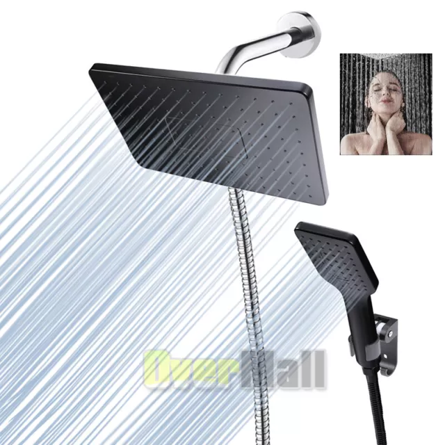 Shower Head High Pressure 10'' Rainfall W/Handheld & Stainless Steel HOSE Combo