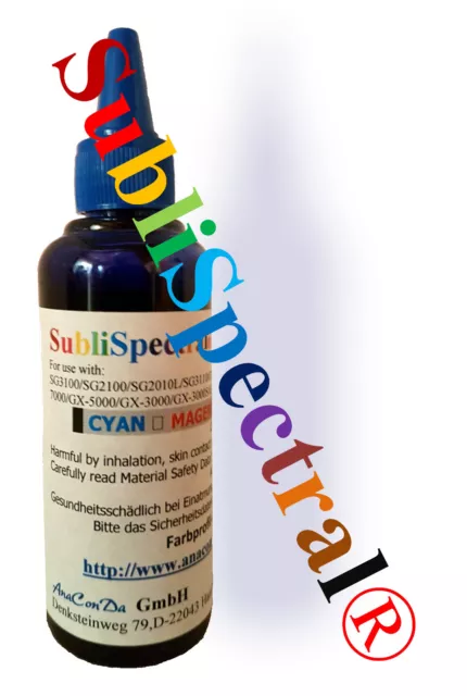 100 ml SubliSpectral CYAN / BLAU Sublimationstinte Sublimationsdruck