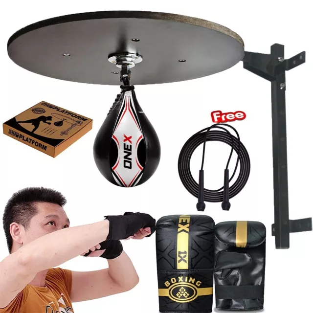 Speed Ball Adult Platform Punching Boxing Gloves Set Swivel with Exercise