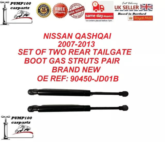 For Nissan Qashqai 2007-2013  Set Of 2 Rear Tailgate Boot Trunk Gas Struts Pair