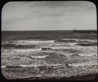 Glass Magic Lantern Slide ECHOES OF A FAR OFF STORM C1890 OLD PHOTO WAVE STUDY
