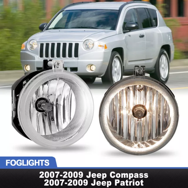 Fog Lights For 2007-2009 Jeep Compass/07-09 Jeep Patriot Driving Clear Lamp Pair