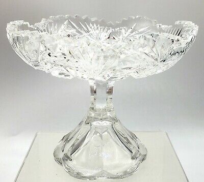 ABP American Brilliant Cut Glass 4-1/8" Compote Whirling Star  AS-IS
