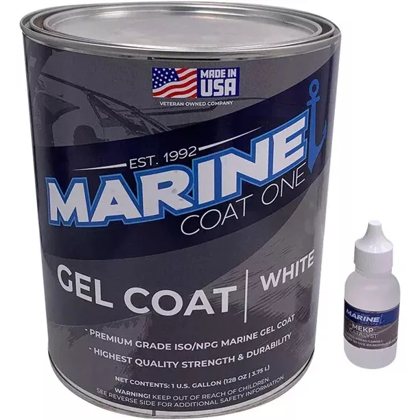 Marine Coat One, White Gelcoat Repair Kit For Boat, Clear Without Wax, 01 Gallon