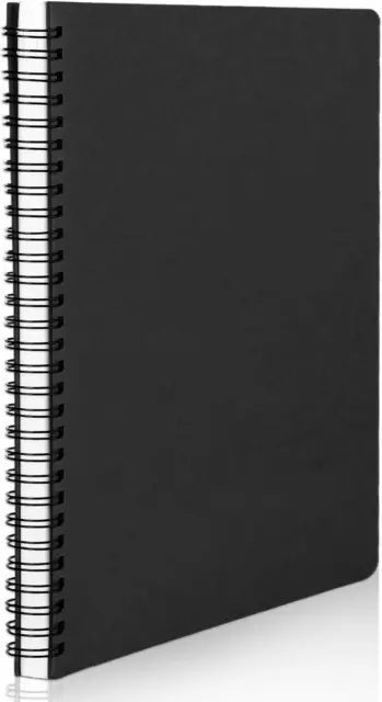 Spiral Notebook, A5 1Pack 160 Pages 5.5X8.3" Black College Ruled Hardcover Lined