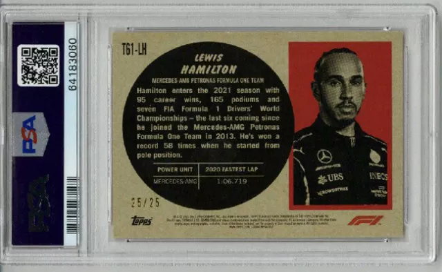 2021 Topps Formula 1 #T61Lh Lewis Hamilton Sports Cars Le 25/25 Psa 9 Pop 2 2