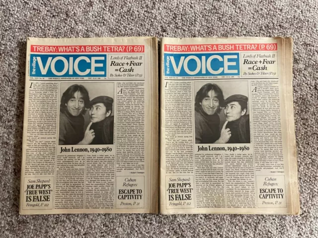 John Lennon: The Village Voice NY Newspaper; December 10 - 16 1980; Two Copies