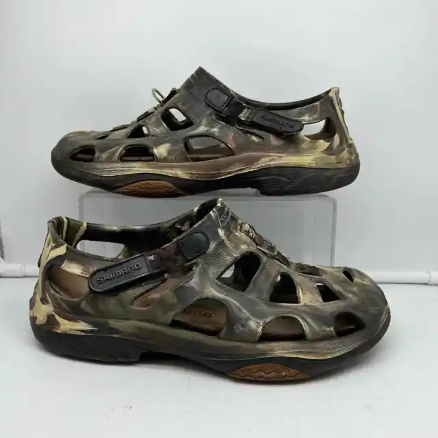 SHIMANO Sandals Mens 9 EVAIR Camo Marine Fishing Shoes Green