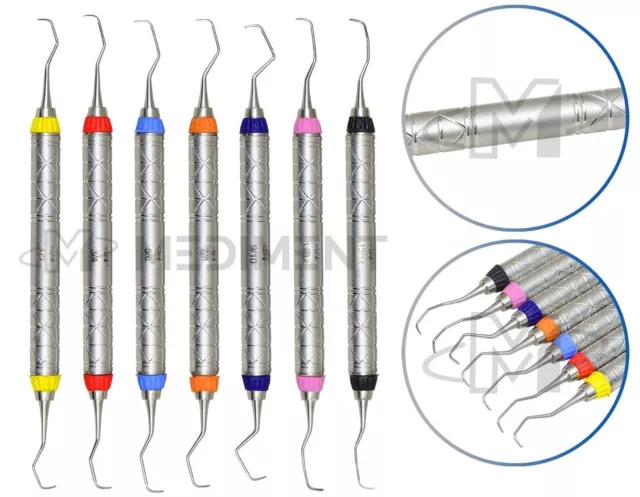 7 Pcs Dental Periodontal Gracey Curettes Surgical Hollow Handle Probe