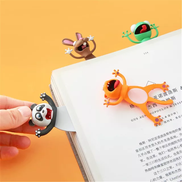 3D Stereo Kawaii Cartoon Lovely Animal Bookmark Wacky Bookmark Student Gift 4PCS