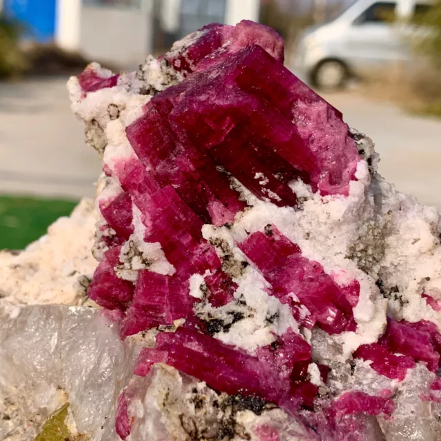 2.23LB Rose redtourmaline rutilated uncut quartz crystal mineral specimen tibeta
