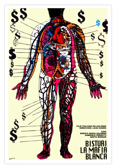 Movie Poster.Medical MAFIA.Italian film.Doctor ACA $.Modern Office decor.Anatomy